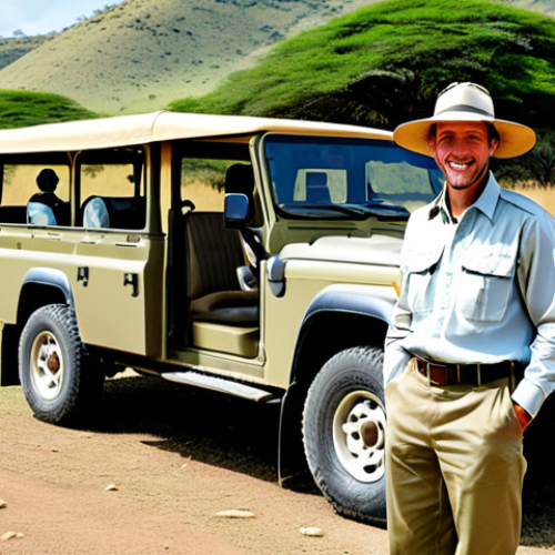 Home 17 **
"A traveler in Tanzania, fully clothed in safari attire (khaki pants, long-sleeved shirt, hat), standing near a safari vehicle in a national park. Background shows zebras grazing in the distance. Safe for work, appropriate content, professional photography, perfect anatomy, natural proportions, family-friendly, modest clothing."
**